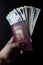 czech passport with money