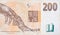 Czech Republic 200 Korun 1998 Bank Note close up bill fragment