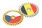 Czech Republic and Belgium flags on a gears, 3D rendering