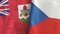 Czech Republic and Bermuda two flags textile cloth 3D rendering