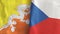 Czech Republic and Bhutan two flags textile cloth 3D rendering