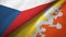 Czech Republic and Bhutan two flags textile cloth, fabric texture