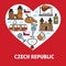 Czech Republic country, landmarks and food poster vector