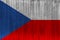 Czech Republic flag painted on old wood plank