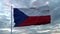 Czech Republic flag waving wind on sky background. 3d illustration