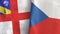 Czech Republic and Herm two flags textile cloth 3D rendering