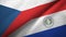 Czech Republic and Paraguay two flags textile cloth, fabric texture