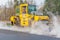 CZECH REPUBLIC, PLZEN, 7 MAY, 2016:Asphalt spreading machine and vibration roller at pavement road works.