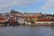 Czech Republic Prague, a beautiful view of the roofs of houses and Prague Castle