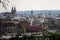 Czech Republic Prague capitol city skyline view over the roof river buildings bridges