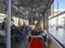 Czech Republic, Prague, Karlin, October 18, 2018: Interior of old Prague tram. Everyday peoples life and commuting to work by