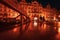 Czech Republic, Prague, Old Town Square - March, 10, 2022: Nigh city center illumination. Downtown area Evening lights.