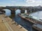 Czech Republic, Prague, September 8, 2018: Vltava river Prague embankment with View on Legion Bridge, Most legii and