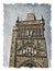 Czech Republic, Prague streets. Stylized background on old paper/