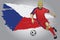 Czech Republic soccer player with flag as a background