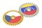 Czech Republic and Venezuela flags on a gears, 3D rendering