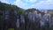 czech Sandstone mountains nature spectacle. Smooth aerial top view flight drone
