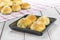 Czech Traditional Wedding Curds Cakes on a Black Tray