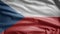 Czechia flag waving in the wind. Close up of Czech Republic banner blowing silk