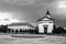 Czechoslovak Army Square with baroque church in Terezin fortress town, Czech Republic