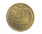 Czechoslovakia twenty hellers coin on white isolated background