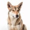 Czechoslovakian Wolfdog close-up portrait on a white background, loyal friend, cute pet,