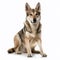 Czechoslovakian Wolfdog dog close-up portrait on a white background, loyal friend, cute pet,