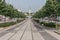 Czestochowa, Poland - June 13, 2019: Avenue of the Virgin Mary in Czestochowa. A view towards Jasna Gora Monastery