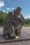 Czestochowa, Poland June 23, 2020: Monument to Cardinal Stefan Wyszynski kneeling in front of the Marian Shrine at Jasna Gora in