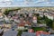 Czluchow, Pomeranian / Poland - September, 6, 2019: View from the Teutonic tower on the city of Czluchow. Panorama of small cities