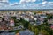 Czluchow, Pomeranian / Poland - September, 6, 2019: View from the Teutonic tower on the city of Czluchow. Panorama of small cities