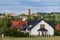 Czluchow, Pomeranian Voivodeship / Poland - June 16, 2019:. A view of the Teutonic tower from the side of the stone street. A