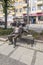 CzÄ™stochowa, Poland, June 23, 2020: Monument - bench - actor Marek Perepeczko on the Avenue of the Blessed Virgin Mary in