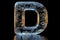 D Alphabet Letter Liquid 3D isolated on black background Generative AI