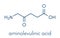 d-aminolevulinic acid ALA drug molecule. Used in diagnosis and treatment photodynamic therapy of cancer. Skeletal formula.