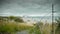 D Day coastline and barbed wire at Arromanches, France