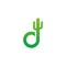 D letter cactus logo design concept