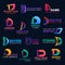 D letter color design corporate identity icons