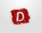 D Letter Logo in Red Square Grunge Element. Retro Rusty Square logo design template