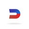 D letter logo template. Blue and red colors magnet concept.