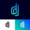D letters on different backgrounds. Double D monogram consist of gradient elements.