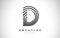 D Lines Warp Logo Design. Letter Icon Made with Black Circular Lines