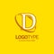 D Logo Template. Yellow Background Circle Brand Name template Pl