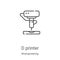 d printer icon vector from bioengineering collection. Thin line d printer outline icon vector illustration. Linear symbol for use