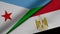 D Rendering of two flags from Republic of Djibouti and Arab Republic of Egypt
