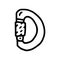 D-shaped carabiner line vector doodle simple icon