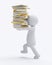 D small people carrying books d image isolated white background.