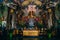 DA LAT, VIETNAM - MARCH 9, 2017: The interior of the Temple of the Golden Buddha in Van Hanh Pagoda in Da Lat