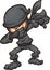 Dabbing cartoon ninja with black suit