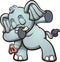 Dabbing fat and gray cute elephant.